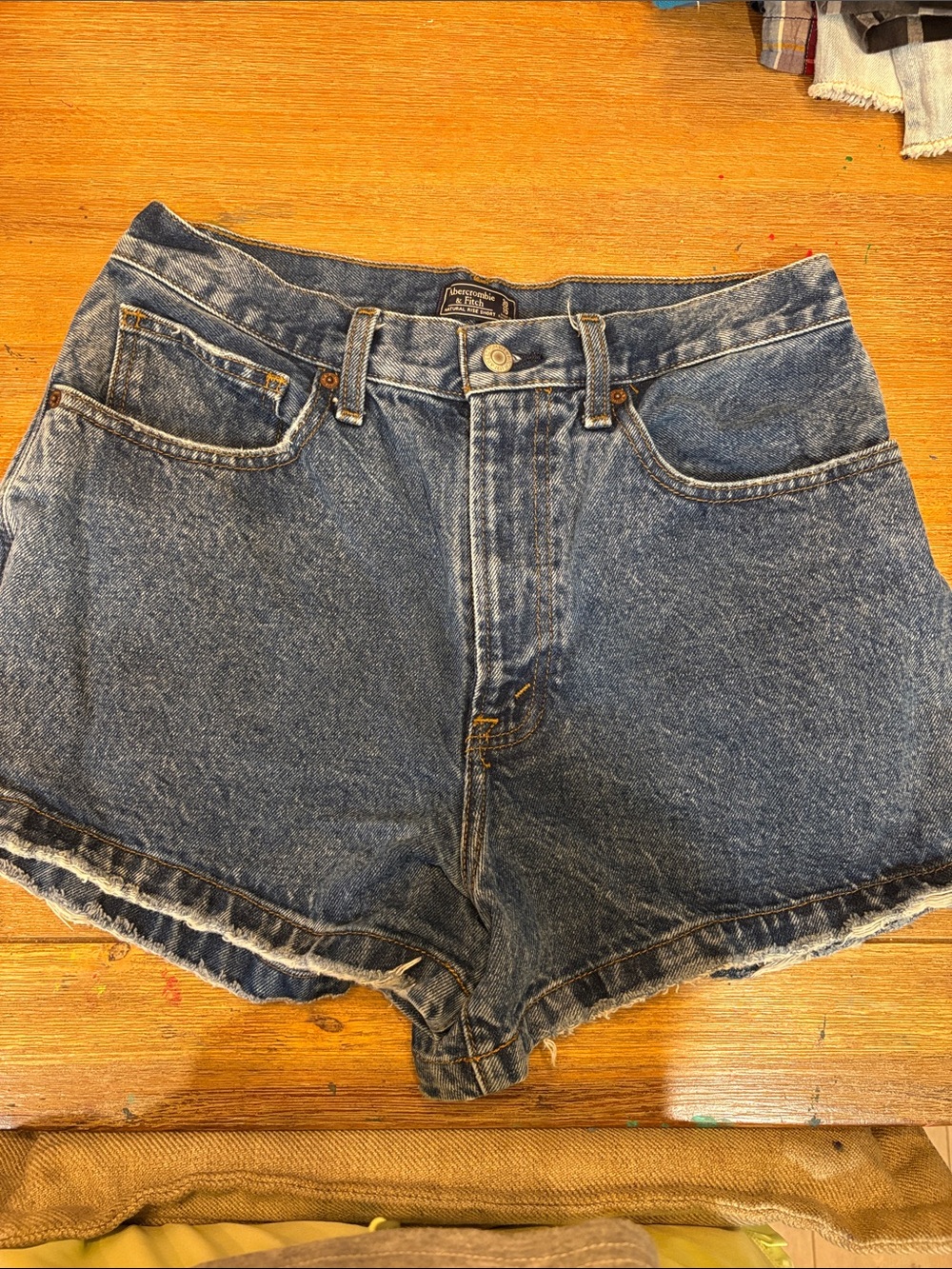 Abercrombie & Fitch faded blue denim cut-off shorts